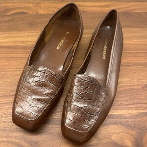 Enzo Angiolini Brown Croc-Embossed Loafers